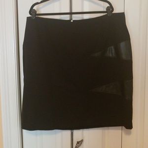 Black pencil skirt with faux leather accents